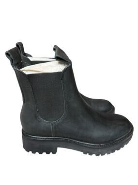 Everlane The Lug Chelsea Boot Black Leather Ankle Boots Lug Sole Size 7